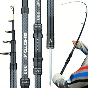 Super Hard Carbon Fiber  Rods Available in Sizes from 2.1M to 3.6M (6.9 to 11.8Ft), Featuring Non-Slip Grips And Metal Tips, Ideal for Sea Rock , Surf Casting, And Long-Distance Casting.  equipment fold  up    rod