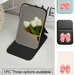 Mini Foldable Portable Makeup Mirror, Bow Decor, Stand Included, Travel Makeup Mirror, Beauty Product, Desktop Folding Compact Mirror