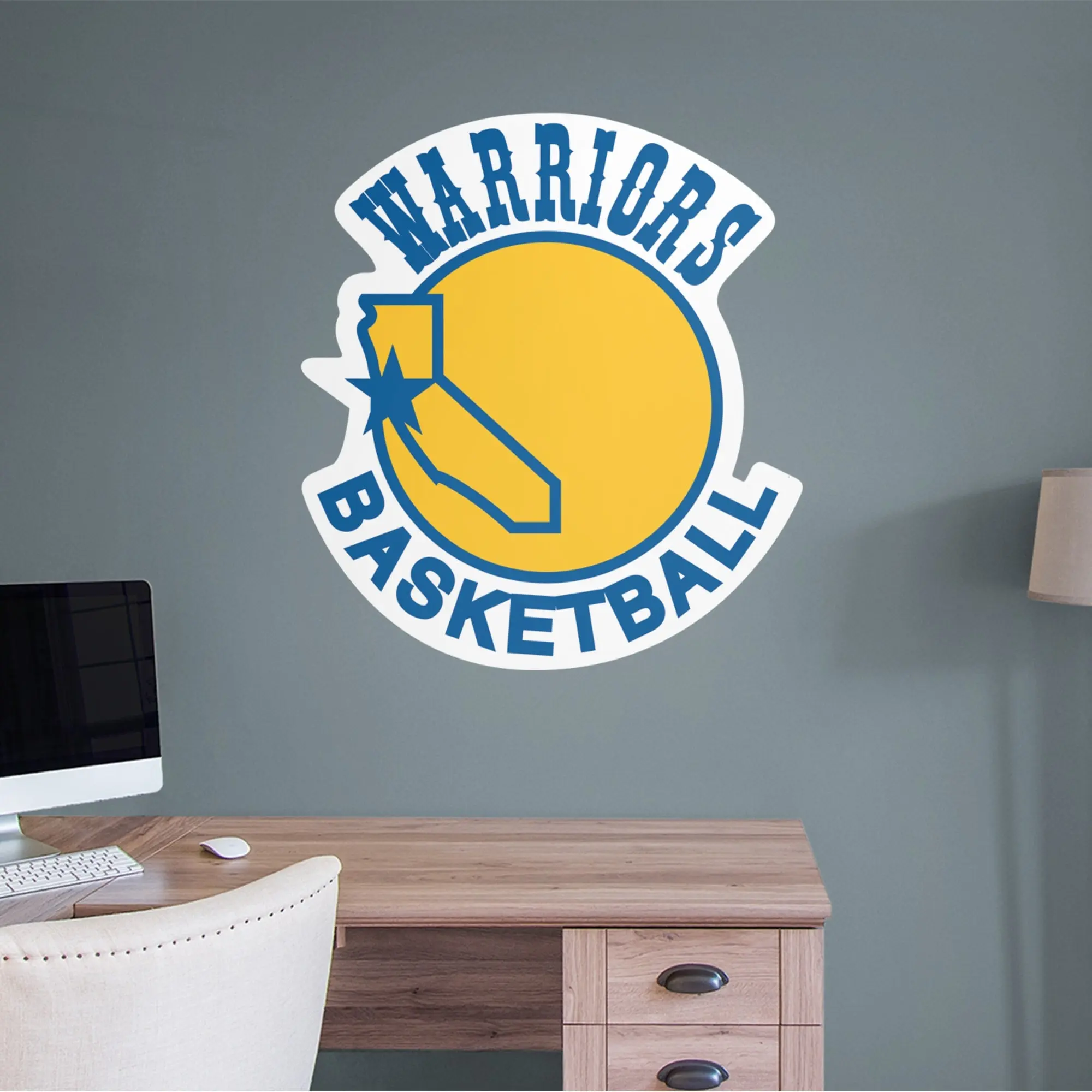 Official NBA Golden State Warriors RealBig Classic Logo Reusable Vinyl Decorative Stickers #1, Vibrant, Customizable, Easy to Install, Fade-Resistant, No-Mess No-Damage Peel-and-Stick Wall Decor for Fans, Warriors Fans Home Decor Accents, Fan