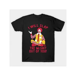 Summer t Shirts mens i will slap the mcshit you funny graphic t shirt 100 cotton soft crew neck tee black with red yellow humorous short sleeve shirt for summer outdoor activities sizes s 3xl tee shirts durable fabric shirt vibrant black -1 A79