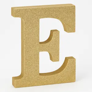 Glitter Gold Letter "E" MDF Sign - 4-Inch Standing or Hanging Decoration