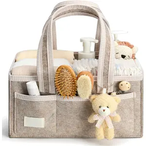 Baby Diaper Storage Basket Portable Felt Changing Table Organizer Newborn Baby Room Storage Box Car Rack Essential for Boys Girls Welcome Gift
