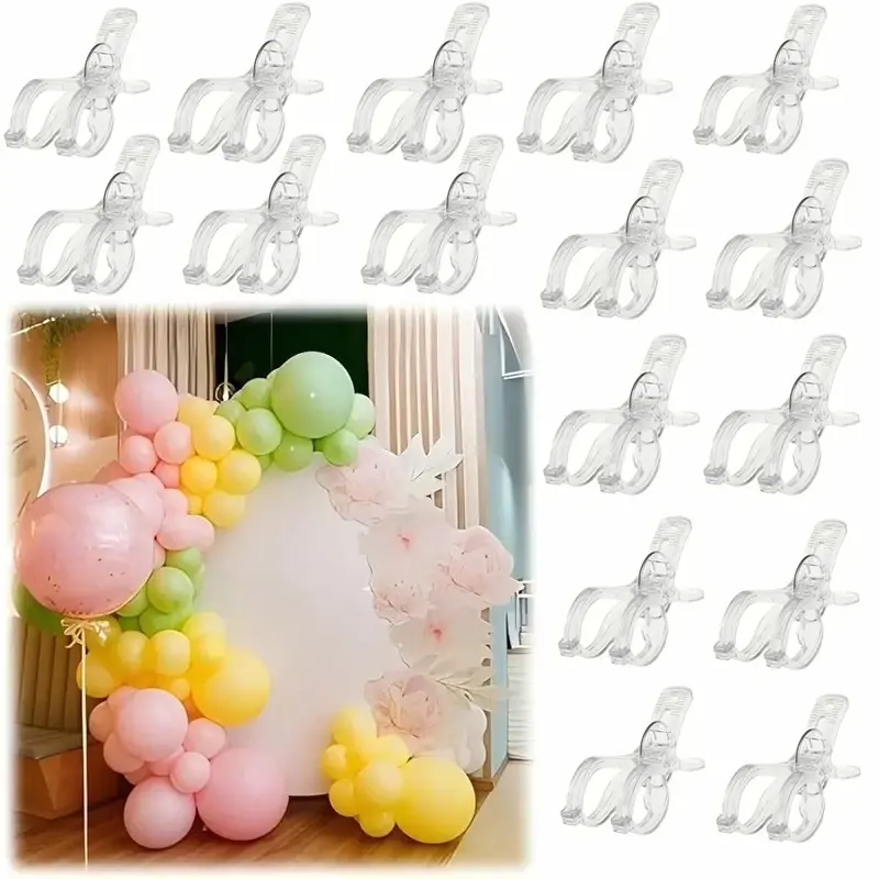 Set of 16 Balloon Arch Clips, Transparent Plastic Spring Clamps, 3.5-Inch Heavy-Duty Grips, Suitable for Balloon Garland, Balloon Arch Kits, Balloon Stand Kits, Birthday Decorations, Crafts, Balloon Accessories, Balloon Party Supplies
