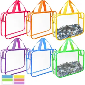 6Pcs/Set Toy Storage Bags with Zipper,Clear Toy Organizer with Labels for Storage,Dust-Proof And Waterproof Toy Travel Bag for Store Building Blocks,Puzzles,Halloween Christmas Party Gifts,Hand Tools Kits