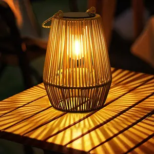 MATULSA Solar Outdoor Hanging Rattan Woven Lanterns - Durable Waterproof Patio Hanging Light, Pathway Solar Lighting for Gardens, Terraces, Durable Waterproof Light, Patio Hanging Lights