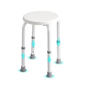 Shower Chair For Indoor Shower, Adjustable Height Bath Stool, Non Slip Bench Seat For Bathtub, Safe And Easy To Use Elderly Handicap Aid For Disabled Adults, Sturdy 300 Lbs Weight Capacity, Reinforced Aluminum Frame