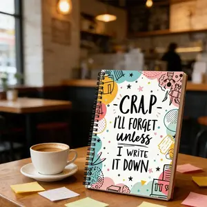 A colorful spiral notebook - "I'll forget the nonsense unless I write it down", with a vivid design, perfectly suitable for planning and keeping a diary. It's an ideal gift for friends and a daily planning notebook.