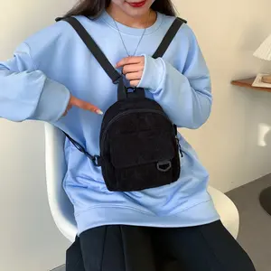 Chic Corduroy Mini Backpack, Compact Functional Luggage Bag for Daily Use