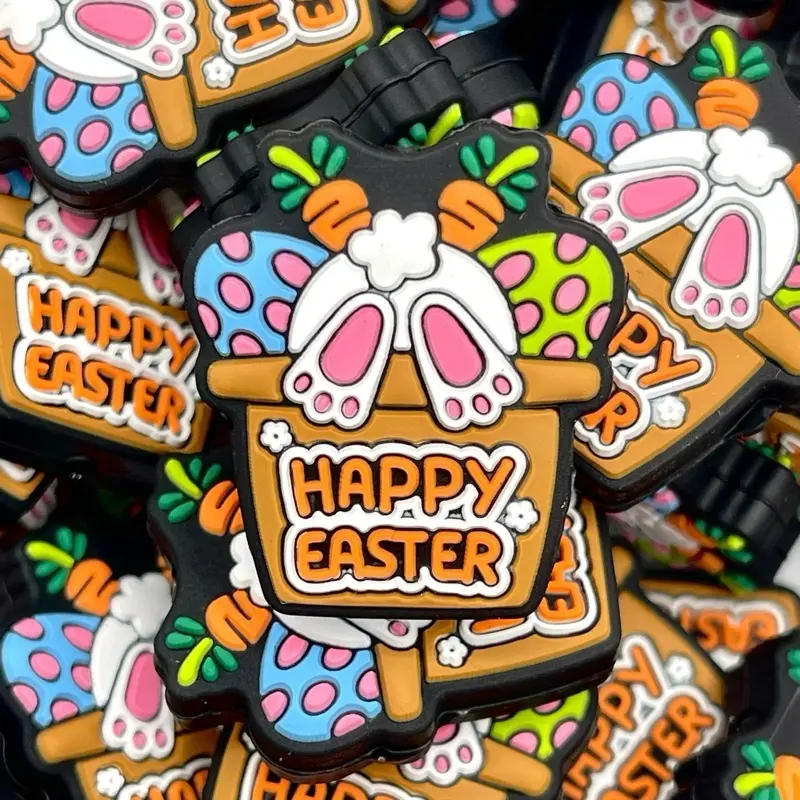 Happy Easter Bunny Feet Silicone Focal (1 pc) 1C