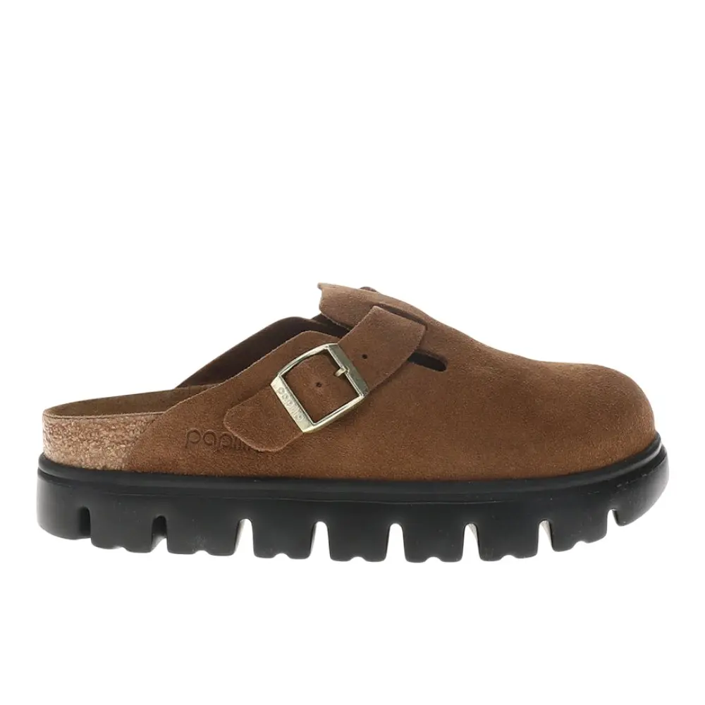 BIRKENSTOCK Womens Boston Chunky Suede Leather Clogs Casual - Brown