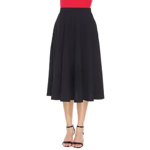 White Mark Women's Flared Midi Skirt with Pockets  Fit Womenswear Elastic Comfortable