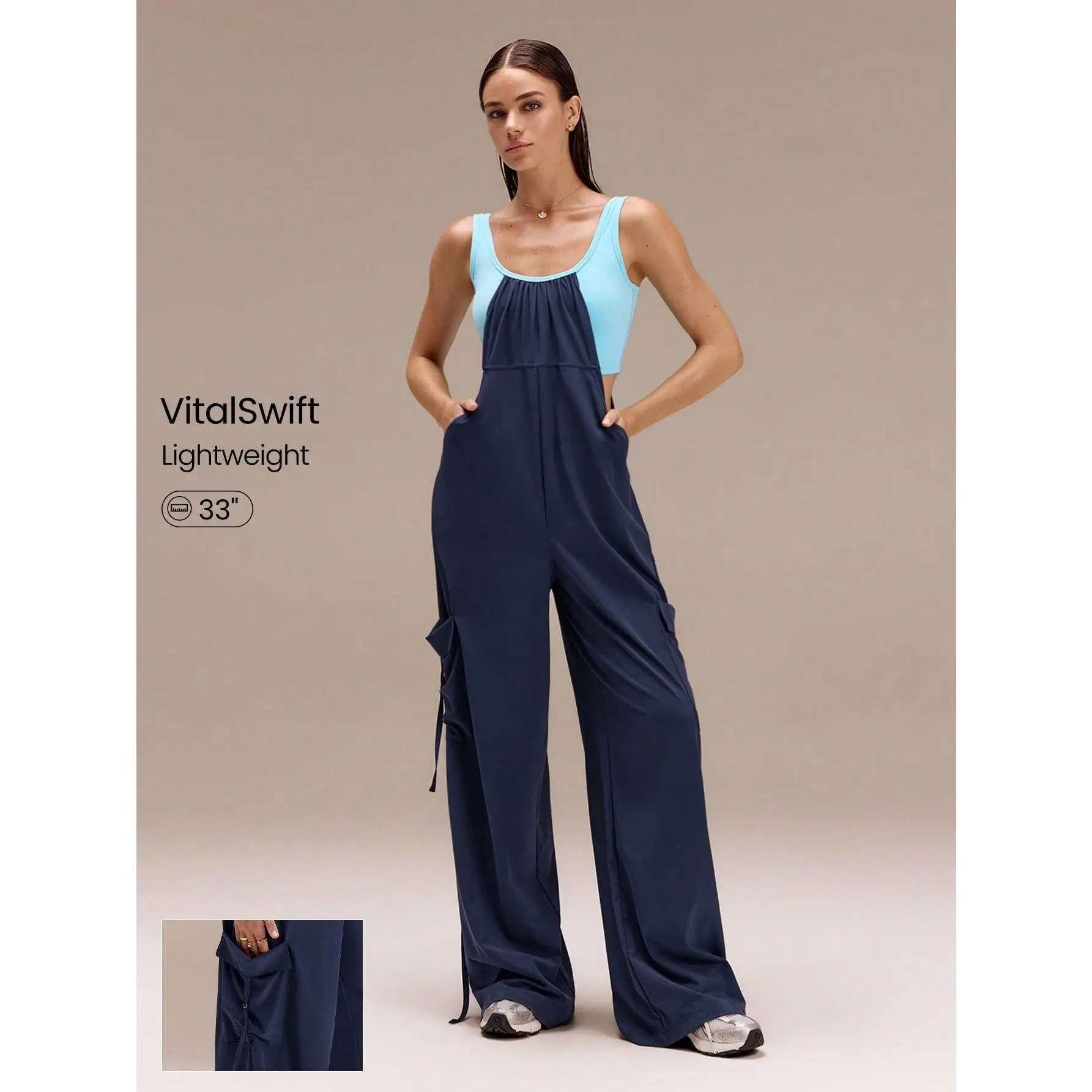 GLOWMODE 33" VitalSwift On The Glow Colorblock Adjustable One Piece Jumpsuit With Pockets Daily Casual Wear