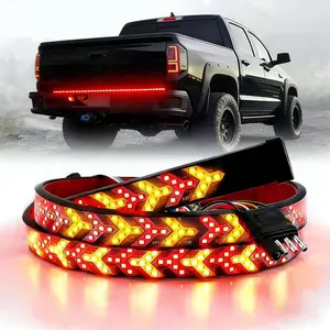LED Tailgate Light Bar Strip- 60 Inch,Waterproof, Easy to install, 5 Light Model, Red & Amber Bright LEDs with Turn Signals, Ambient Lighting Lightbar for Pickup, Truck, Trailer, SUV, RV, Van, Car Accessories, Essential for All Car Owners, Travel Outdoors