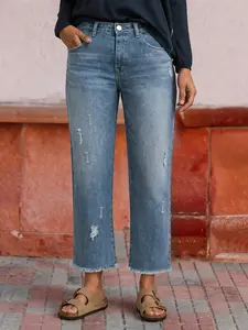 Spring Summer Plus Size Women's Denim Long Pants, Fashion Wide Leg Low Stretch, Casual Loose Fit Jeans for All Seasons