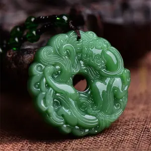 Natural Green Jade Pixiu Dragon Pendant Chinese-Style Amulet Necklace, Unisex Feng Shui Lucky Protection Jewelry, Wealth-Attraction Symbol, Thoughtful Gift for Women, Chinese-Style Necklaces, Amulet Necklaces