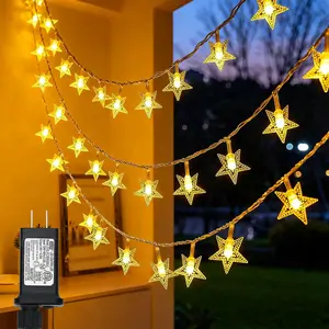 100 LED Star String Lights, 33FT Plug in Fairy String Lights Waterproof for Bedroom Decor, Indoor, Outdoor, Wedding Party, Christmas Tree, New Year, Ramadan, Warm White