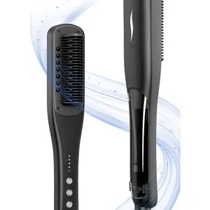 Hair Straightener Brush, Straightening Comb with Steam, 3 Temp Settings  20s Fast Heating, 120 Voltage30-Minute Shut-Off, Steam for Hair Treatment