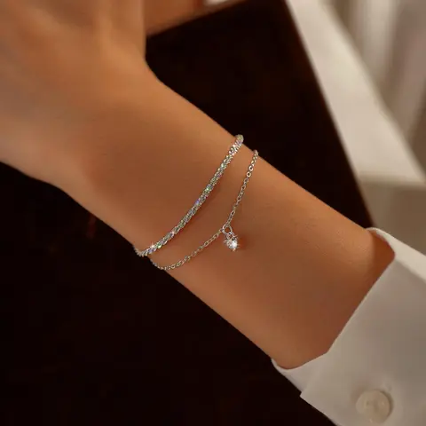 Women's Elegant Rhinestone Decorated Link Bracelet, Exquisite Trendy Chain Bracelet, Fashionable Jewelry for Women As Gift, Rhinestone Bangle Bracelet, Artificial Zircon Bracelet