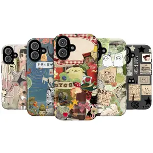 Japanese Mood Board Collage Miffy Yoshitomo Nara Totoro Flexi Cases, Anime Collage for iPhone X 11 12 13 14 15 16 17 & Samsung S21 S22 S23 S24