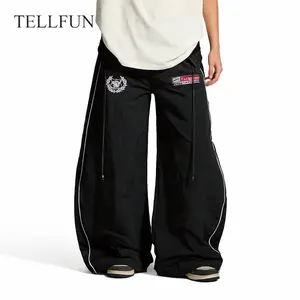 TELLFUN Men's Y2K Printed Lightweight Baggy Sweatpants, Drawstring Straight Leg Stylish Casual Streetwear Dance Pants with Pocket, Ideal for Pairing with Hoodie or Sneakers, Personalized Menswear Bottoms