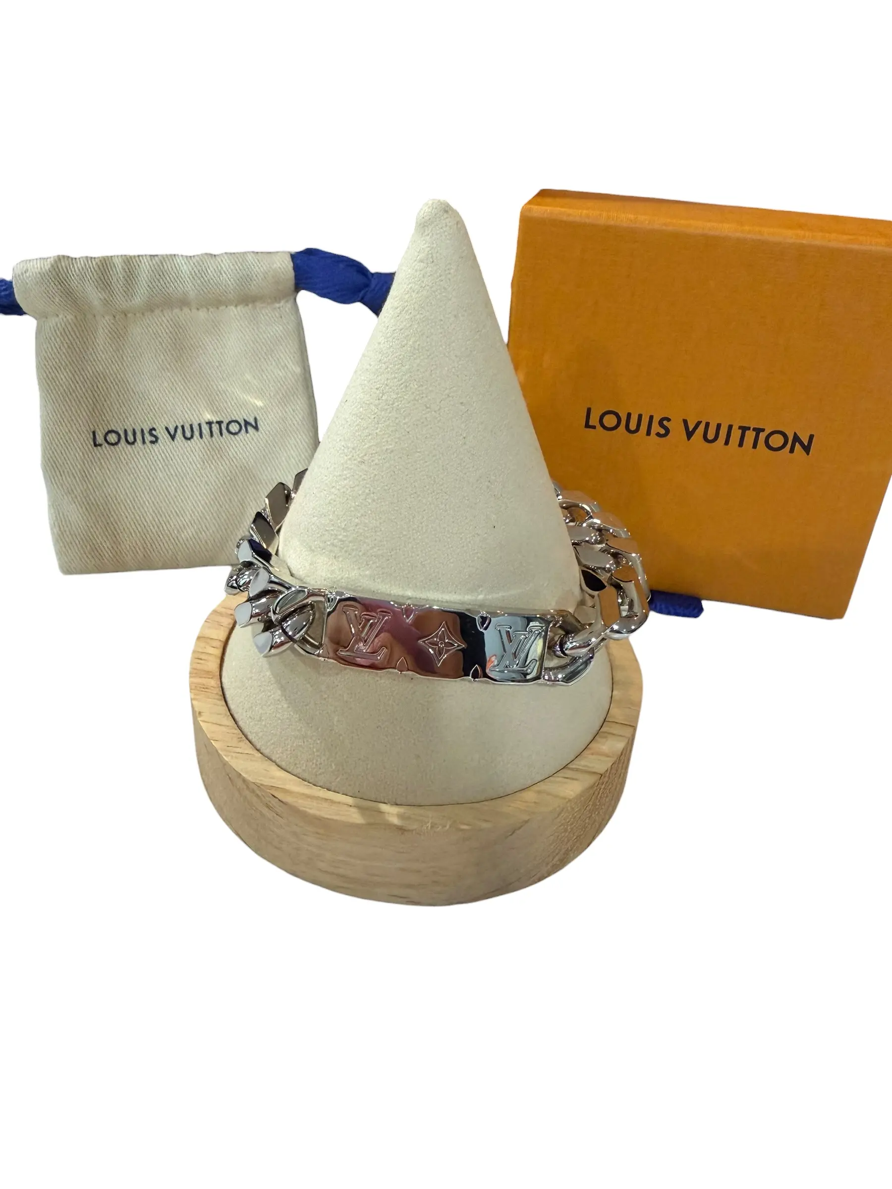 Pre-owned Louis Vuitton Monogram Chunky Chain Bracelet Full Set Perfect for Daily Use