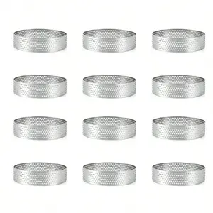 12pcs 6cm Stainless Steel Round DIY Bread Rings with Holes, Smooth Polished Pie, Muffin, Cake Rings for Kitchen Baking and Dessert Shop