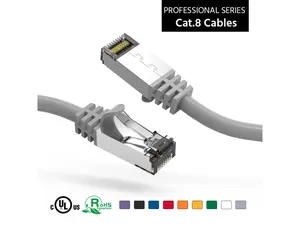 Nippon Labs 60CAT8-0.5-26GY Cat8 Ethernet Cable 0.5 feet Slim Series - Gray | 2GHz, 40G, S/FTP - Shielded 40Gbps 2000Mhz SFTP Patch Cord,Cat8 RJ45 Cable - in Wall, Outdoor for Router, Modem, etc.