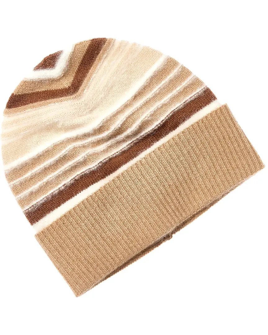 Phenix Fuzzy Stripe Cashmere Beanie