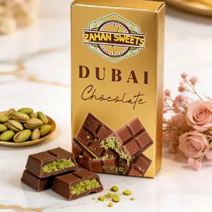 Zaman Sweets Dubai Chocolate with Pistachio Filling Rich Milk Chocolate Wrapping Perfect Sweet Snack for Various Occasions