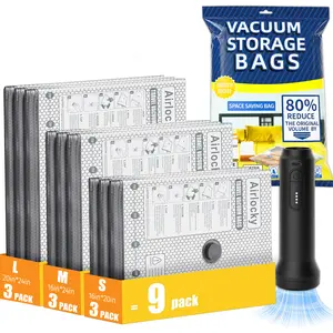 Cordless Travel Vacuum Compression Bag Set with Electric Pump, Carry-On Suitcase Luggage Packing Organizer Kit