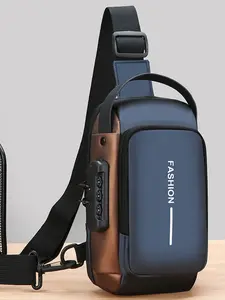 Fashion Men's Solid Color Chest Bag with Adjustable Straps, Durable Crossbody Bag with Zipper Closure, Casual Fashion Crossbody Bags, Zippered Sling Bag