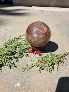 Natural polished Fire Quartz sphere
