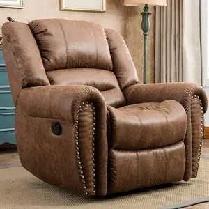 [DealsForYouDays] Ebello New Leather Recliner Chair Set of 2, Classic and Traditional Manual Recliner Chair with Comfortable Arms and Back,Manual Single Recliner Sofa for Living Room, Nut Brown