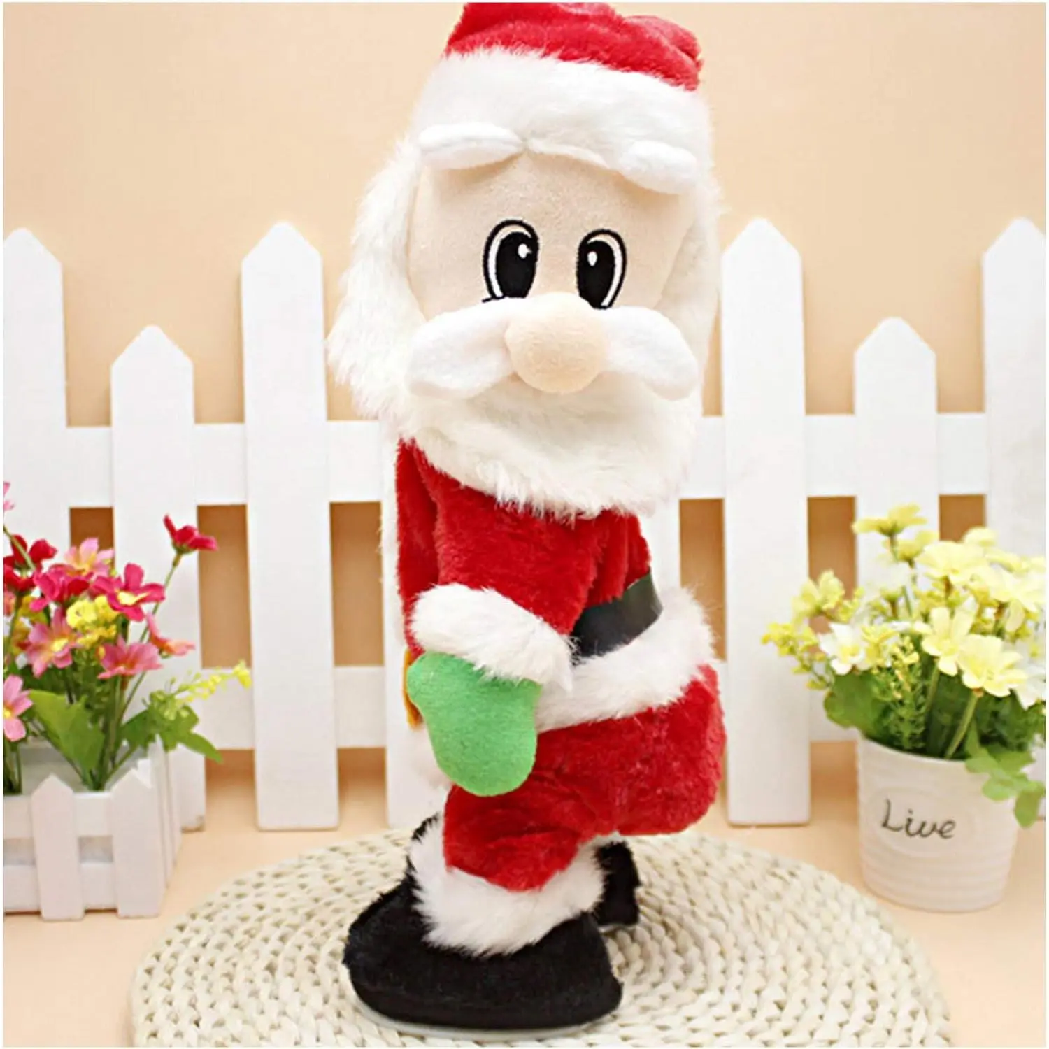 Animated Twerking Santa Claus Decor - Booty Shaking, Music-Playing, English-Singing Festive Decoration, Funny Look Exaggerated Head Animated Toy, Kids' Christmas Gift