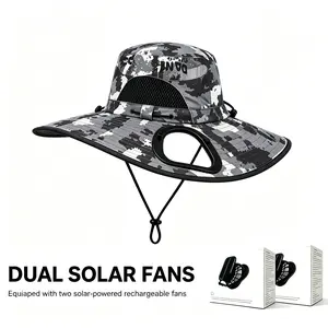 2026 Outdoor Wide Brim Dual Fan Cooling Sun Hat – Rechargeable UPF 50+ Breathable Hat for Men & Women, UV Protection, Solar Powered, Fishing, Camping, Gardening, Hiking, Beach, Travel, Outdoor Work, Yard Work, Heat Relief & Summer Essential