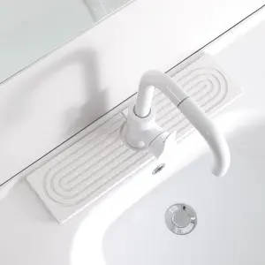 Stone Quick Dry Faucet Mat for Sink [Diatomite Super Fast Drying] Stone Faucet Mat for Sink Splash Guard Sinks Stone Quick Dry around Faucets Stones Drying Bathroom Quick Stones Mat