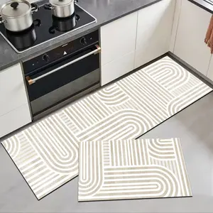 Silica Mud Kitchen Mat, Modern Geometric Design, Anti-Fatigue Cushioned Rug, Easy Clean Rubber Bottom, 3.5mm Thickness, Customizable Size