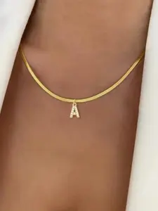 Women's Stainless Steel Pendant Necklace, 26 Full Diamond Initial Letters, Casual Style, All Seasons Jewelry