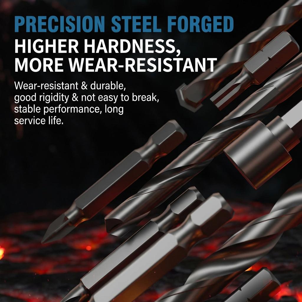 33 PCS All-in-One Combination Drill Bit & Screwdriver Bit Set, Hex Shank HSS Metal Wood Masonry Bits with Sockets Extension Bar, Multi-Purpose Impact Drill Tool Kit with Storage Case