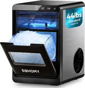 EUHOMY Nugget Ice Maker Countertop, 35Lbs/24H&44Lbs/24H Pebble Ice Maker Machine, Self-Cleaning Pellet Ice Machine with Ice Scoop&basket, Sonic Countertop Ice Machine for Home/Kitchen/Office(Black)
