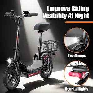 TERROSOR Electric Bike Electric Scooter with Seat, 500W Motor, 26MPH Top Speed, 25 Miles Range, Heavy Duty Escooter with Seat – 500 LBS Capacity Adults Electric Scooter with Large Storage Dual Susp Basket for Pets Dogs and Items ev Scooter