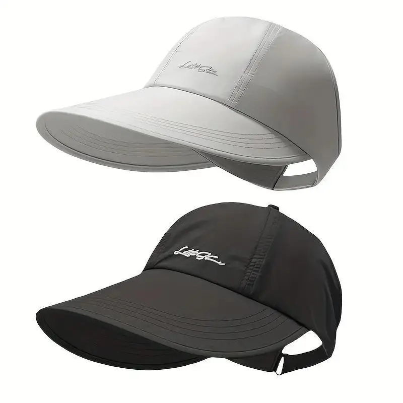 2-Pack UPF Sun Protection Baseball Hat for Men and Women - Lightweight And Breathable Open Top Wide Brimmed Hat Duckbill Cap