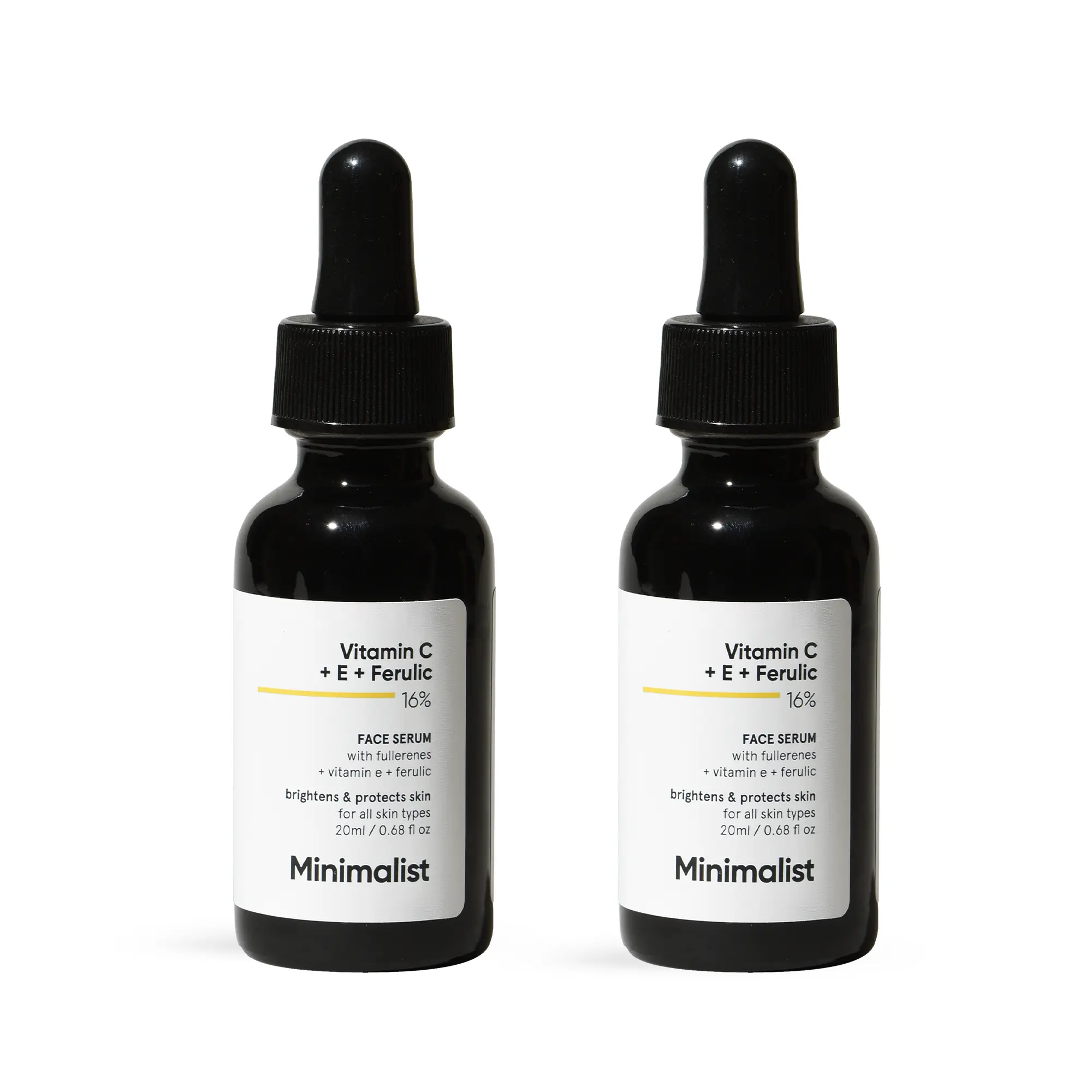 MINIMALIST 16% Vitamin C Face Serum with Vitamin E & Ferulic Acid - Anti-Aging, Brightening Formula for Dark Spots, Dark Circles, Uneven Skin Tone, Hyperpigmentation Treatment, Sun Protection - Suitable for All Skin Types - 20 ml, Dark Spots Treatment