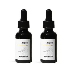 MINIMALIST 15% Vitamin C Face Serum with Vitamin E & Ferulic Acid, Brightening Anti-Aging Serum for Dark Spots & Wrinkles, For All Skin Types, 20 ml, Single Item