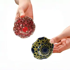 2-Piece Ceramic Kitchen Utensil Set, Blue-And- Sauce Dish, Sushi Dipping Plate, Chinese Condiment Bowl, Dishwasher Safe, Fruit & Dessert Holder, Serving Bowls, Ceramic Pasta Bowls