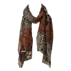 OIDEA Women's Leopard Print Silk Feeling Chiffon Scarf - Rectangular, Sheer, Lightweight, Breathable Sun Protection Wrap for Spring, Summer, Trendy Shawl, Silk Feeling Scarf summerwins,summerwins