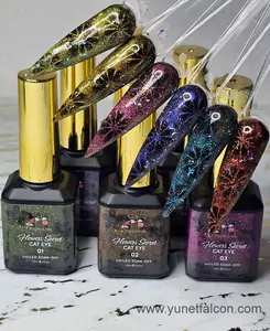 Flowers Secret Cat Eye Gel Polish - Premium Holographic Flakes for Magnetic Effect & Multi-Dimensional Shine - Intense Bright Colors for Personalized Designs