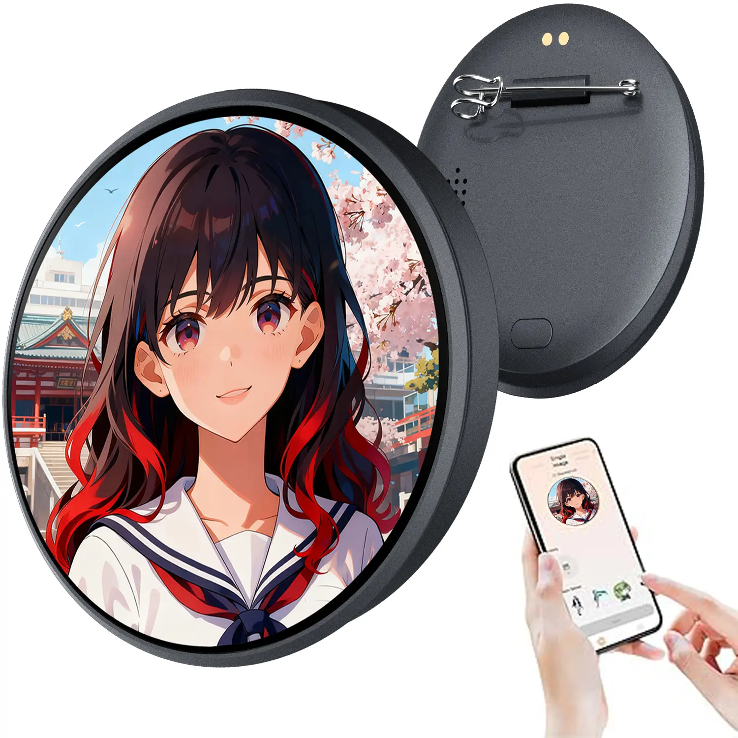 2026 Digital Badge Pin with Touchscreen - Smart Badge Anime Pins for Clothes & Bags, Button + Touch Control, 7-Color Support Lights, Free Subscription - Electronic Badge Gifts for Anime Enthusiasts