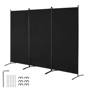 VEVOR Room Divider, 3 Panel Room Divider, Folding Privacy Screen and Portable Partition Divider for Room Separation, Freestanding Room Partitions for Office, Bedroom, Study, Black
