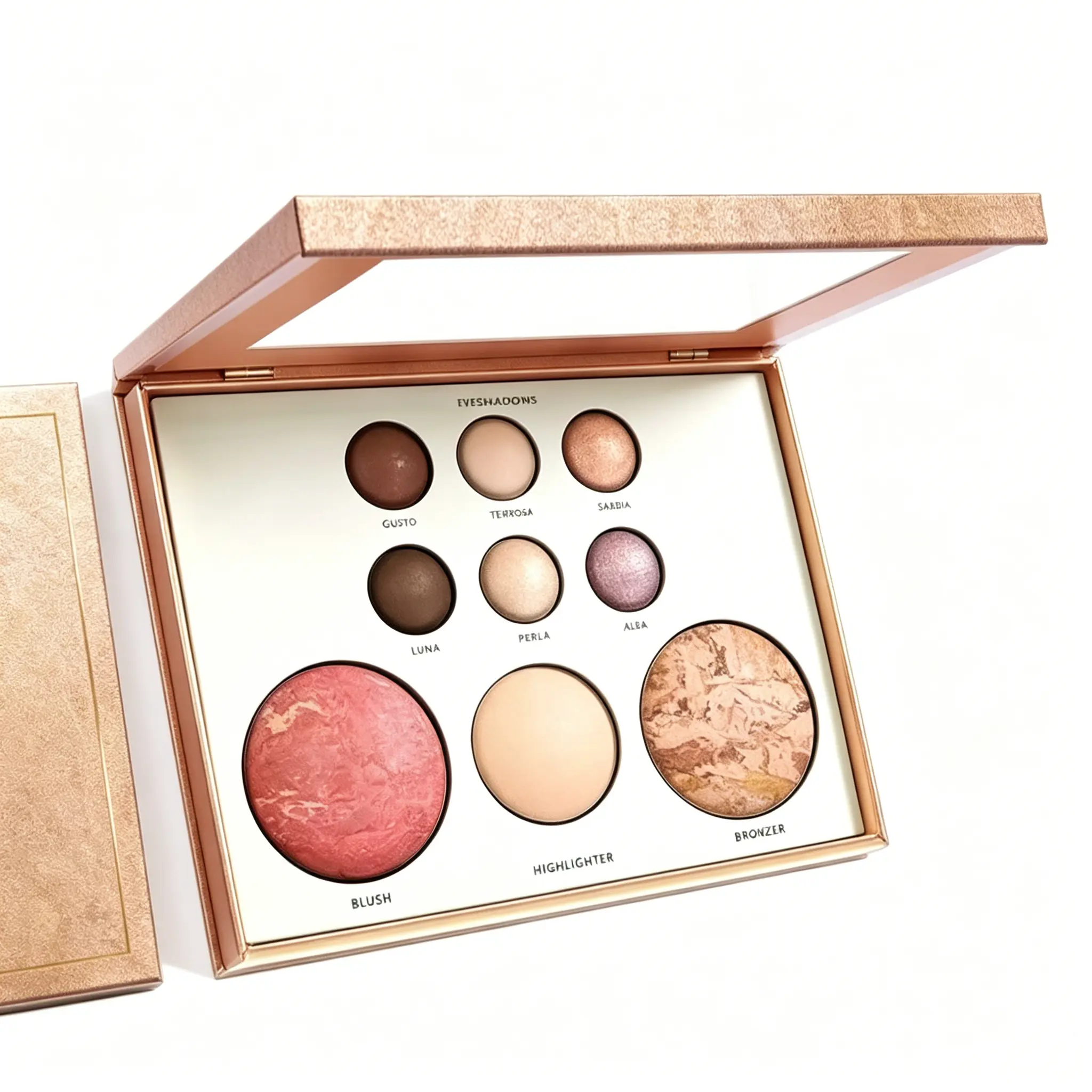 【BUY 1 GET 1】Full Face Makeup Palette, Affordable Glow Up Kit with Baked Powder Eyeshadow, Blush, Bronzer & French Vanilla Highlighter for Day to Night Looks Cosmetic Aesthetic Brow Lid Lightweight Matte Silky Compact Baked Tan Makeup Starter Kit